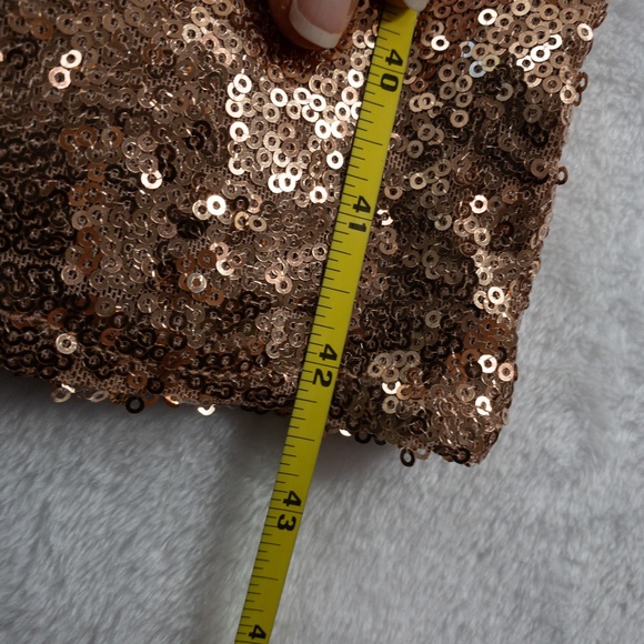 Fashion Nova Dress Small Rose Gold Sequin One Shoulder Midi Side Slit Sexy - Picture 9 of 15